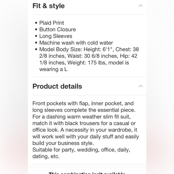 Lars Amadeus Men's Plaid Pattern Button
Down Slim Fit Casual Jacket Blazer new - Picture 7 of 8